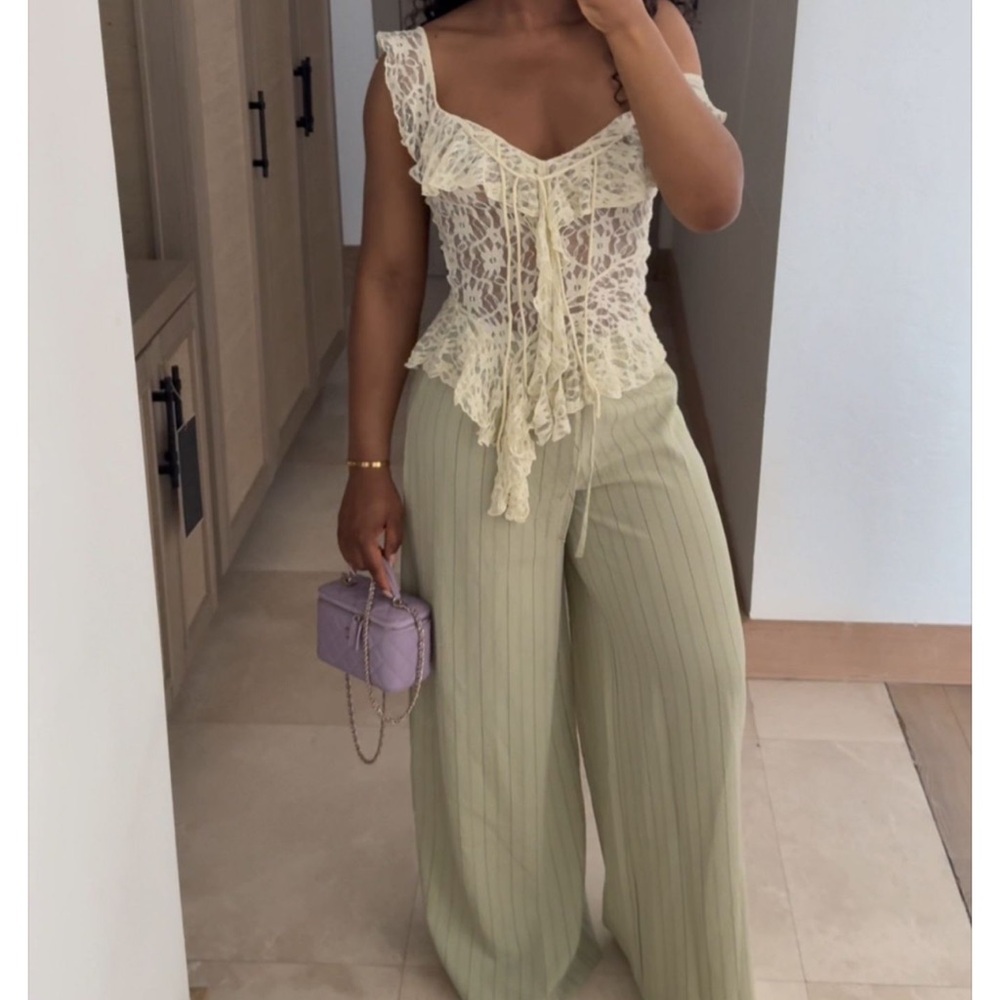 ‼️ISO‼️ Zara Lace Ruffle Top (Light Yellow) - Picture 9 of 10